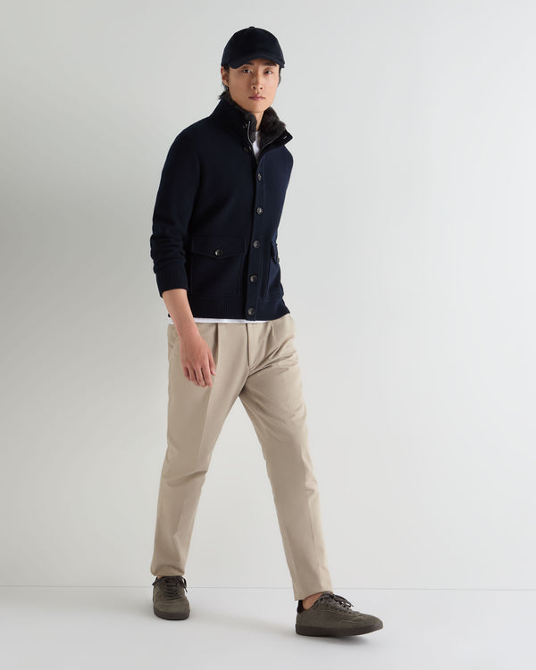 Men's Knitted Cashmere Jacket With Fur Trim 3