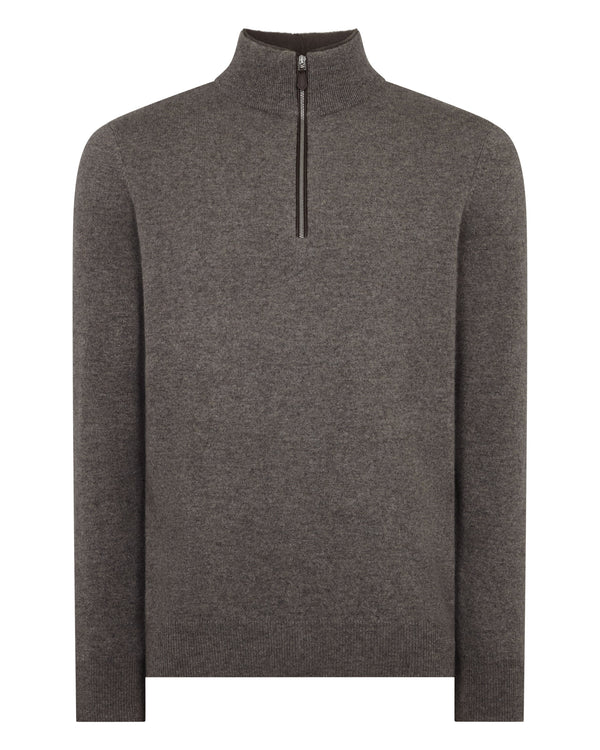 Men's Fur Trim Half Zip Cashmere Jumper 2