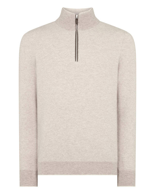 Men's Fur Trim Half Zip Cashmere Jumper 2