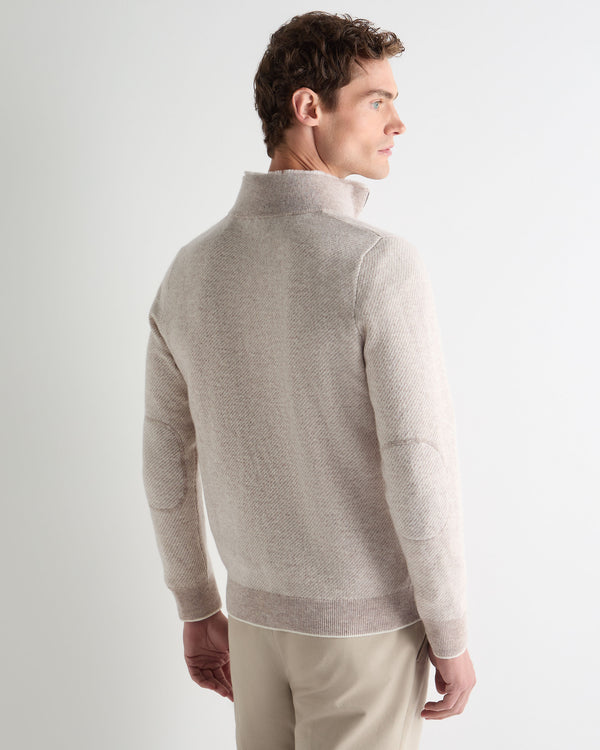 Men's Fur Trim Half Zip Cashmere Jumper 4