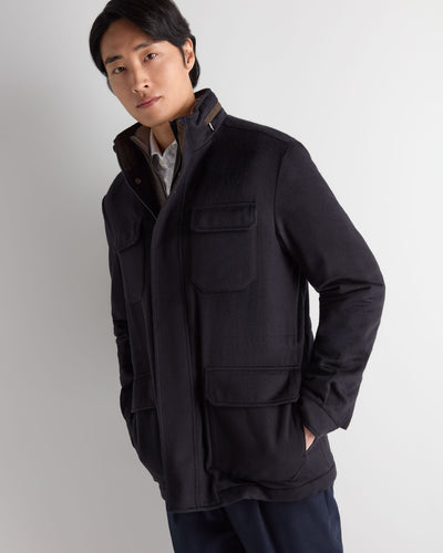 N.Peal Men's Vale Cashmere Field Jacket Navy Blue