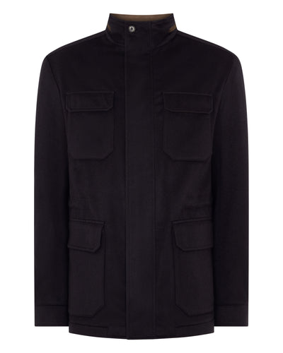 N.Peal Men's Vale Cashmere Field Jacket Navy Blue