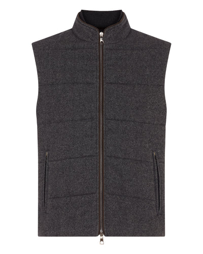 N.Peal Men's Padded Belgravia Gilet Herringbone Grey
