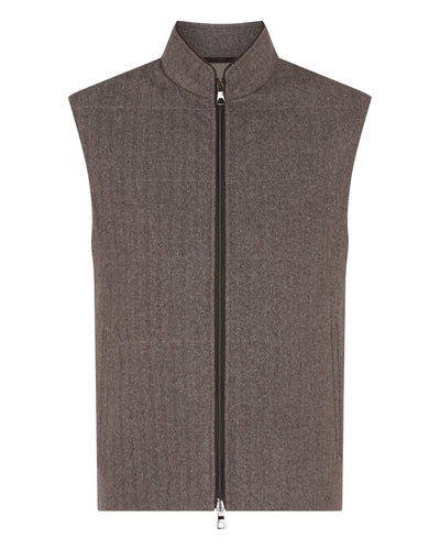N.Peal Men's Belgravia Cashmere Gilet Taupe Brown Herringbone
