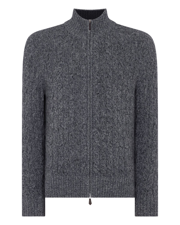 Men's Cable Knit Zip-Up Cashmere Cardigan 2