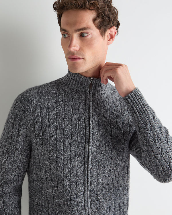 Men's Cable Knit Zip-Up Cashmere Cardigan 6