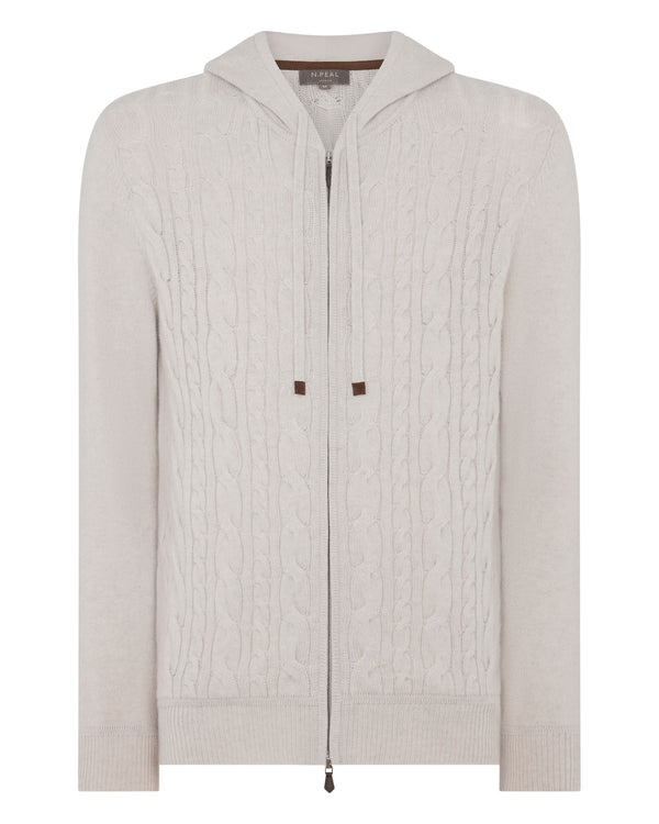 Men's Fulham Cable Zip Cashmere Hoodie 2