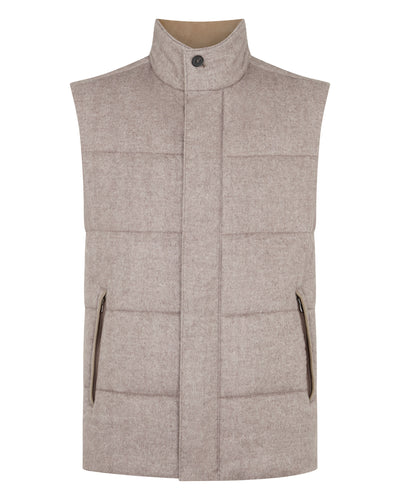 N.Peal Men's Vancouver Herringbone Gilet Light Beige Brown