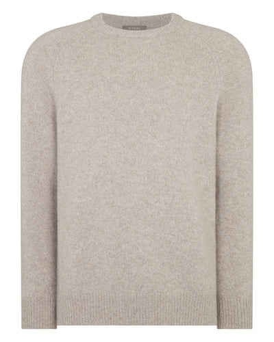 N.Peal Men's Raglan Cashmere Jumper Basilica Beige Brown Marl