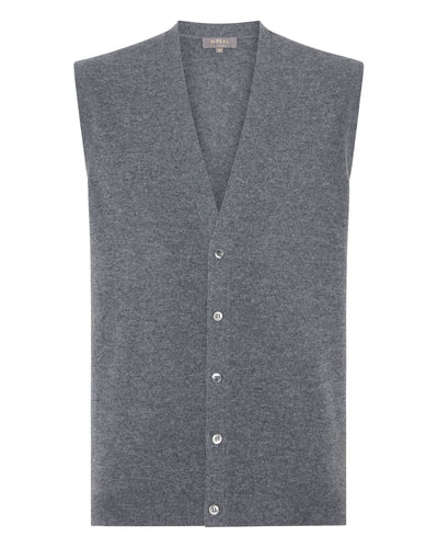 N.Peal Men's Sleeveless Cashmere Tank Top Elephant Grey