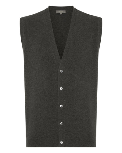 N.Peal Men's Sleeveless Cashmere Tank Top Grey Moss