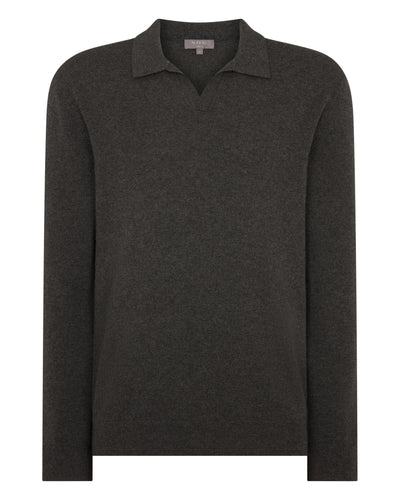 N.Peal Men's Sloane Cashmere Polo Grey Moss