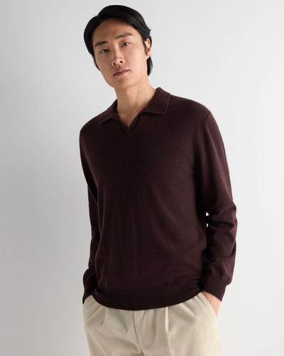 N.Peal Men's Sloane Cashmere Polo Redwood