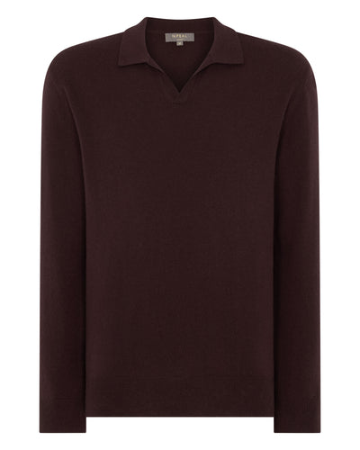 N.Peal Men's Sloane Cashmere Polo Redwood