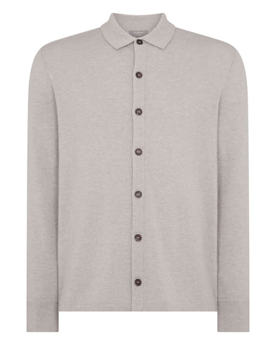 N.Peal Men's Putney Cashmere Polo Shirt Oat Grey