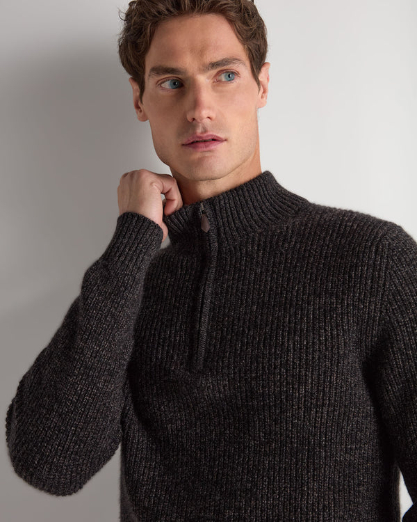 Men's Ribbed Half Zip Cashmere Jumper 5