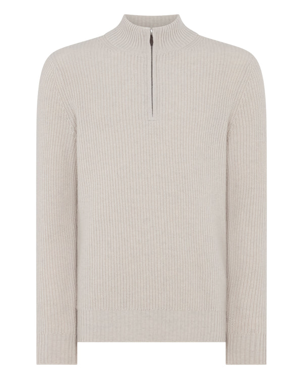 Men's Ribbed Half Zip Cashmere Jumper 2