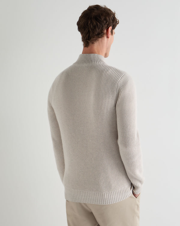 Men's Ribbed Half Zip Cashmere Jumper 4