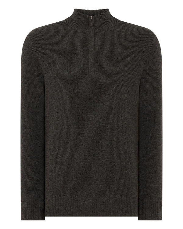 Men's Ribbed Half Zip Cashmere Jumper  2