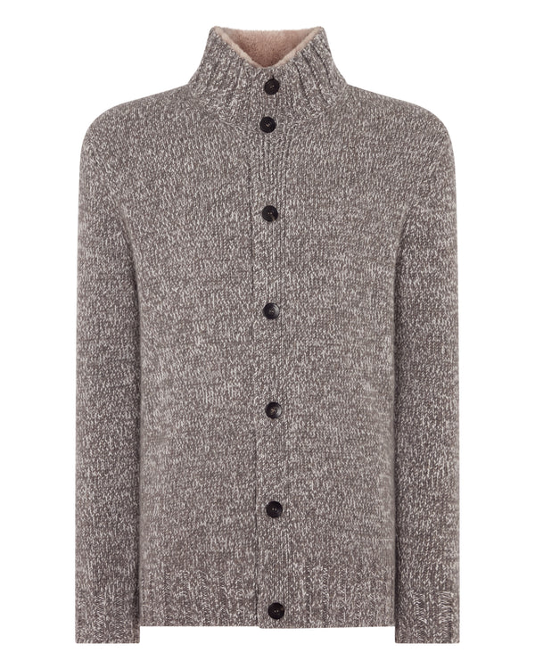 Men's Button Through Cashmere Cardigan With Fur Trim 2
