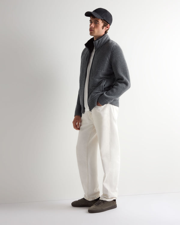 Men's Mall Padded Cashmere Jacket With Fur Trim Collar 3