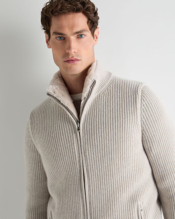 Men's Ribbed Fur Lined Cashmere Jacket 5