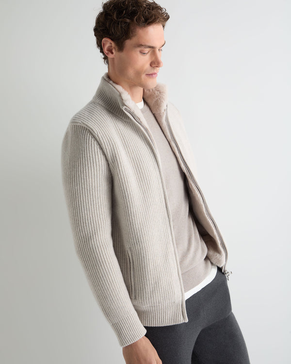 Men's Ribbed Fur Lined Cashmere Jacket 6