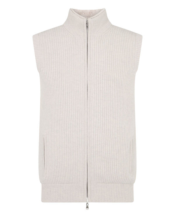 Men's Ribbed Fur Lined Cashmere Gilet 2