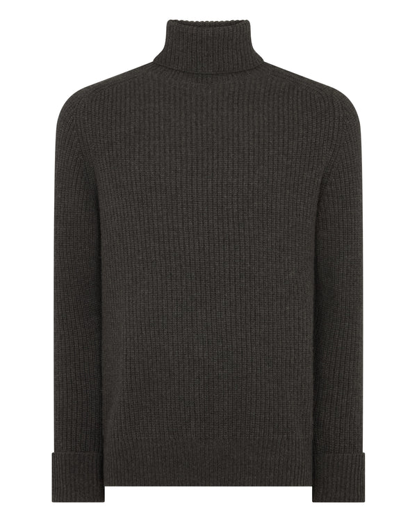 Men's English Rib Roll Neck Cashmere Jumper  2