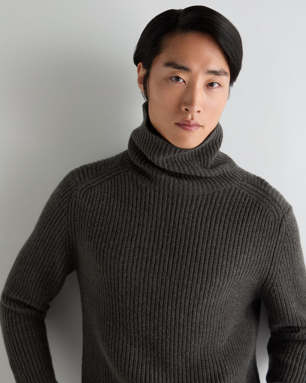 Men's English Rib Roll Neck Cashmere Jumper  5