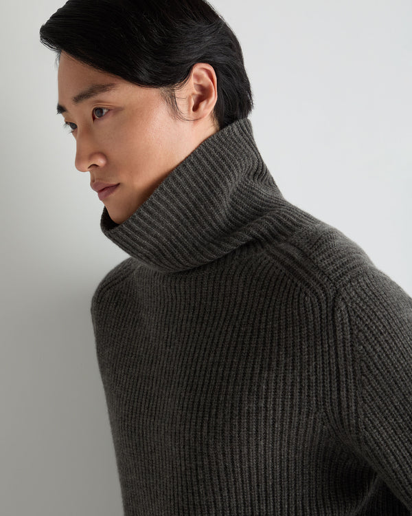 Men's English Rib Roll Neck Cashmere Jumper  7