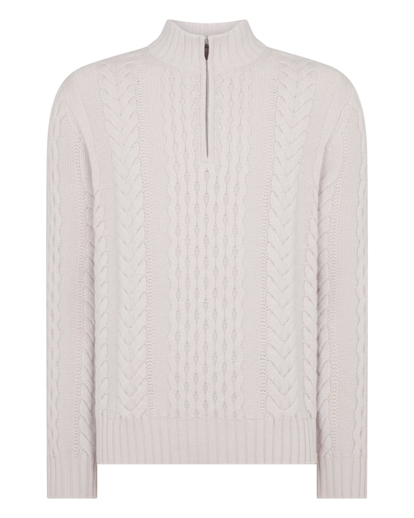 Men's Aran Half Zip Cashmere Jumper 2