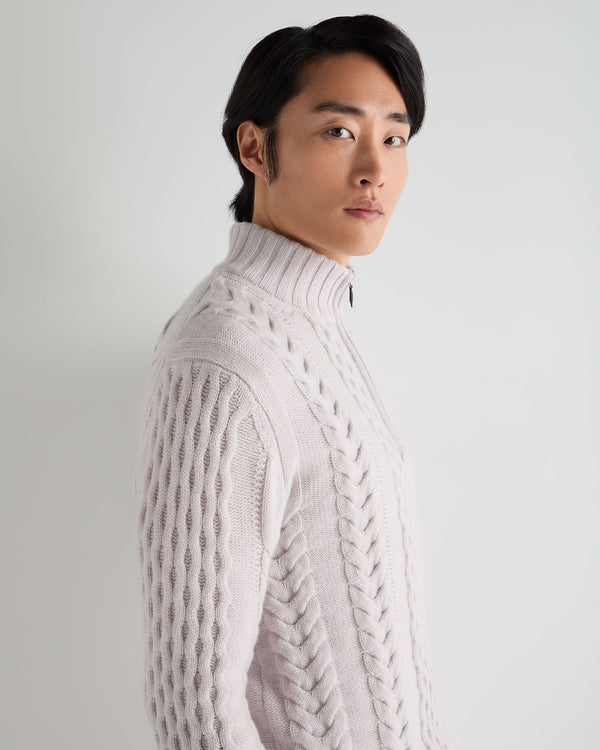 Men's Aran Half Zip Cashmere Jumper 5