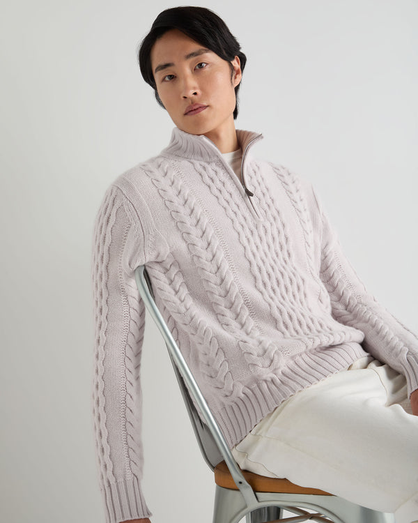 Men's Aran Half Zip Cashmere Jumper 6