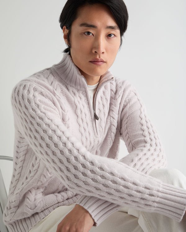 Men's Aran Half Zip Cashmere Jumper 7