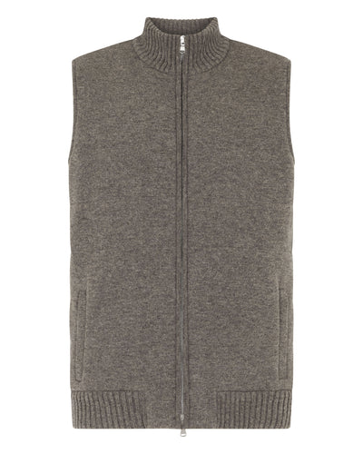 N.Peal Men's Cashmere Quilted Gilet Wood Smoke Brown