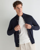 Men's Buttoned Fine Gauge Cashmere Jumper Navy Blue