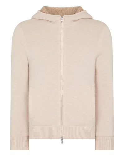 N.Peal Men's Cashmere Shearling Jacket Ecru White