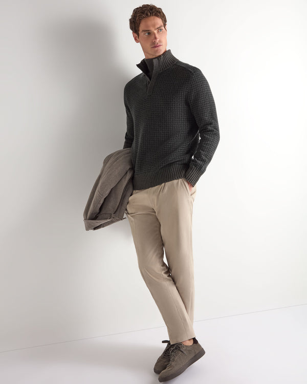Men's Houndstooth Half Button Cashmere Jumper  3