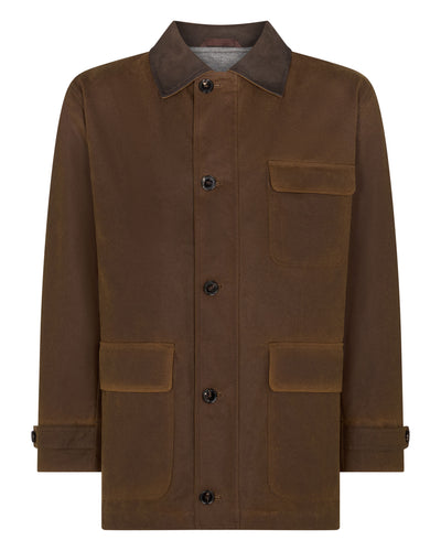 N.Peal Men's Wax Barn Jacket Brown