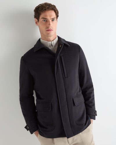 N.Peal Men's Weekend Cashmere Coat Navy Blue