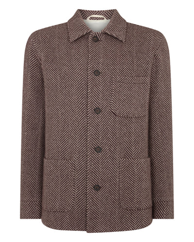 N.Peal Men's Herringbone Jacket Brown Herringbone