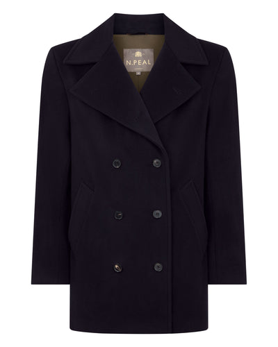 N.Peal Men's Double Breasted Peacoat Navy Blue