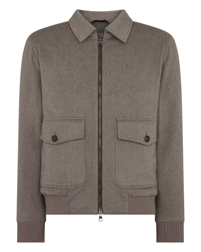 N.Peal Men's High Collar Blouson Jacket Mid Grey