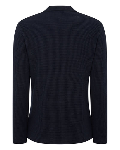 N.PEAL x TUCCI TEXTURED KNITTED BLAZER Navy Blue