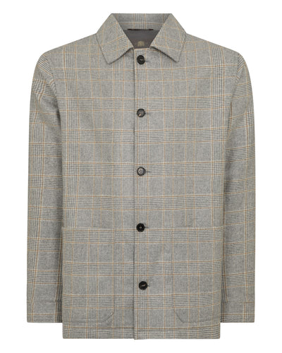 N.Peal Men's Wool Check Chore Jacket Grey Check