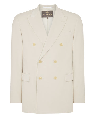 N.Peal Men's Moleskin Double Breasted Jacket Off White