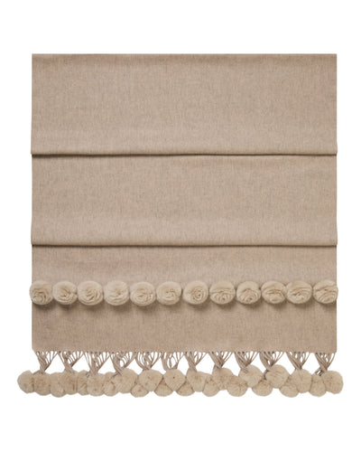 N.Peal Women's Davos Fur Bobble Woven Shawl Oatmeal Brown