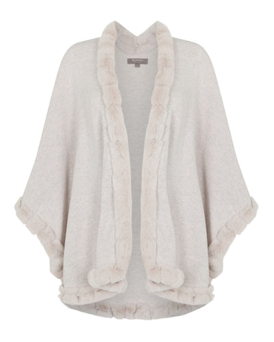 N.Peal Women's Ayla Fur Trim Cashmere Cape Pebble Grey