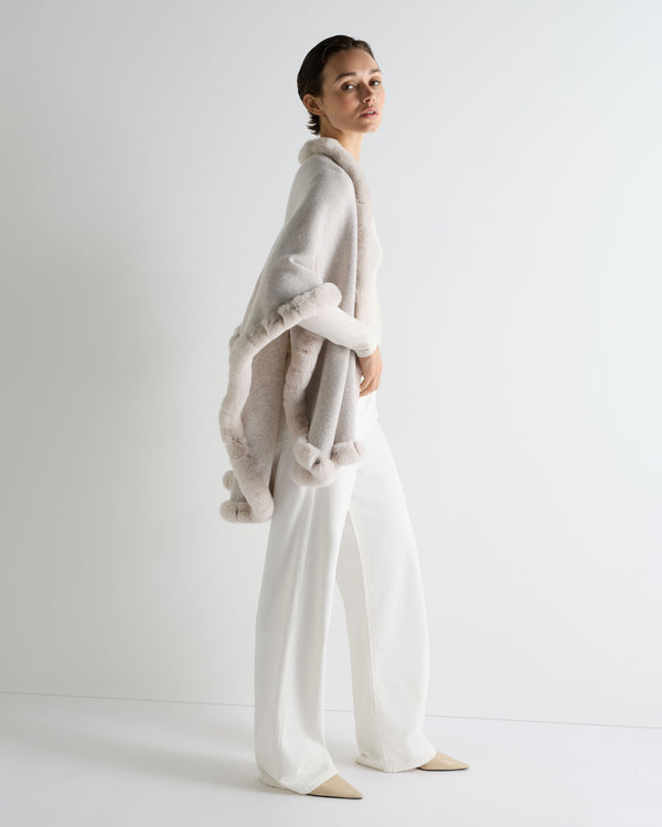 Women's Ayla Fur Trim Cashmere Cape 3